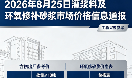 仁寿2026年8月25日灌浆料及环氧修补砂浆市场价格信息通报